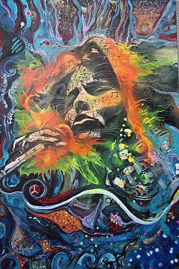 Janis Joplin inspired this artwork with her songs bobby mcgee and mercedes benz it's a painted song - robsky is a true child of massurrealism